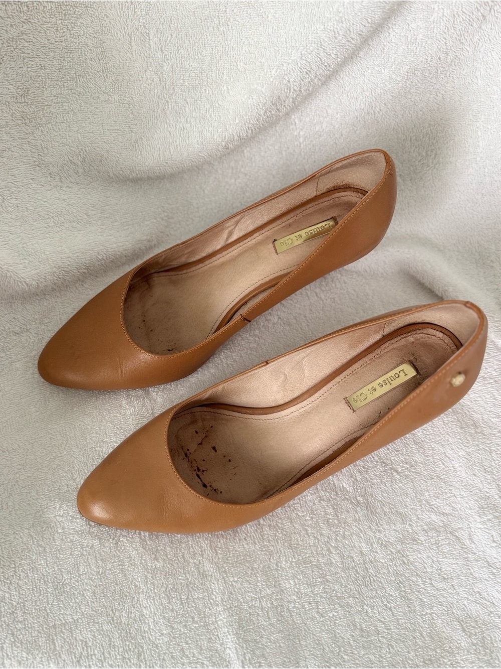 Louise et Cie Cognac Leather Pointed-Toe Flats